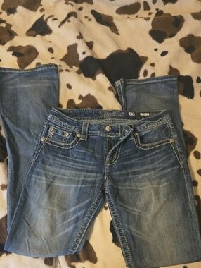 Miss Me Women's Blue Denim Bootcut Jeans - Distressed Indigo Wash